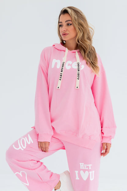Nice Over Size Women Sweatshirt | Pink