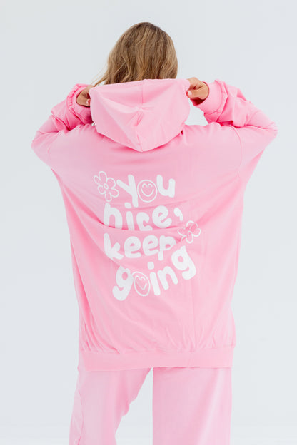 Nice Over Size Women Sweatshirt | Pink