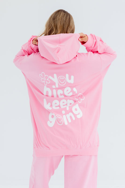 Nice Over Size Women Sweatshirt | Pink