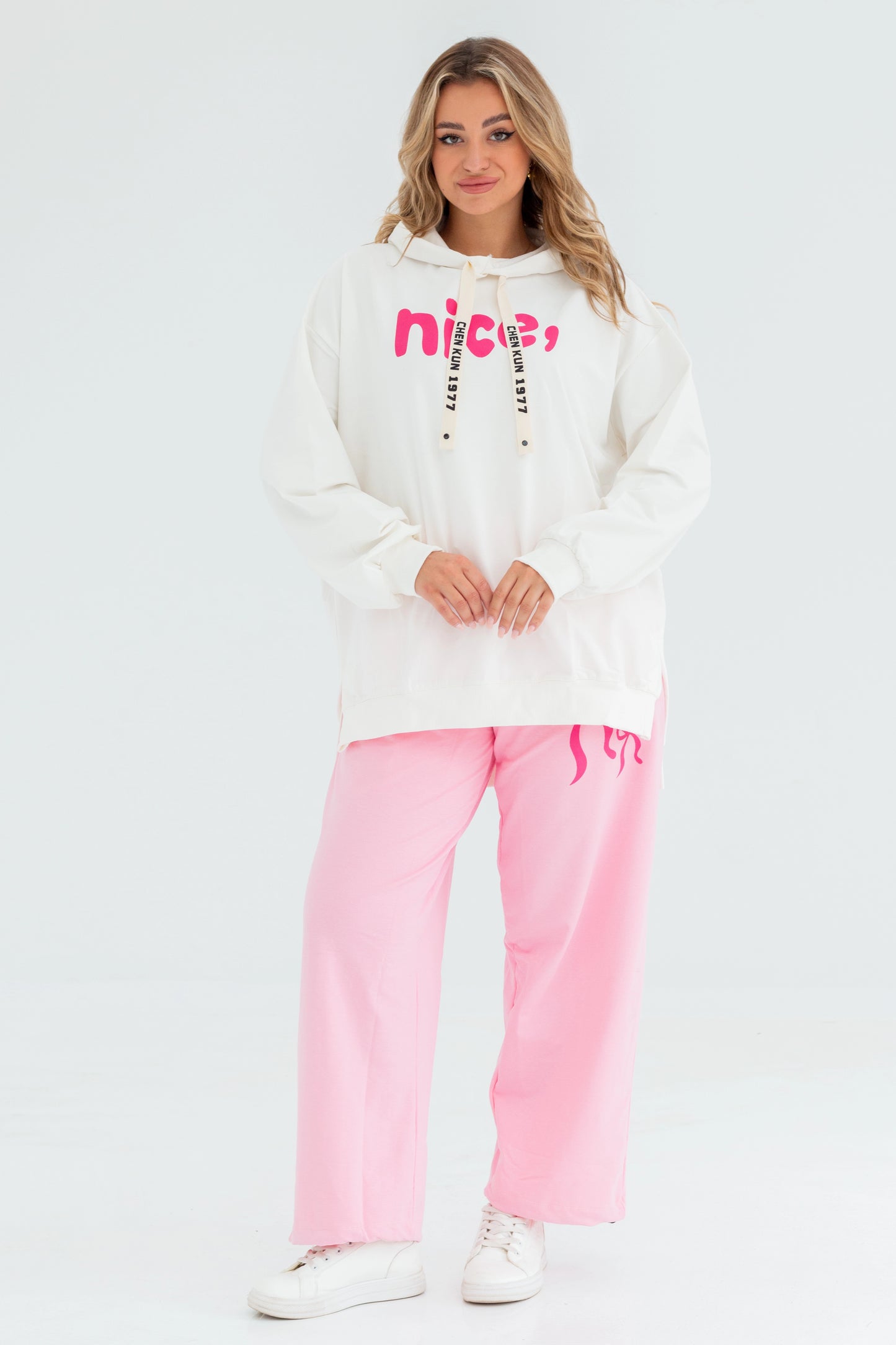 Nice Over Size Women Sweatshirt | White