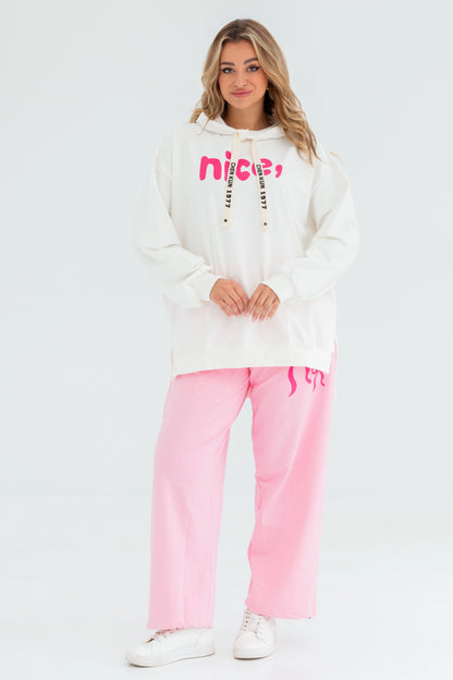 Nice Over Size Women Sweatshirt | White