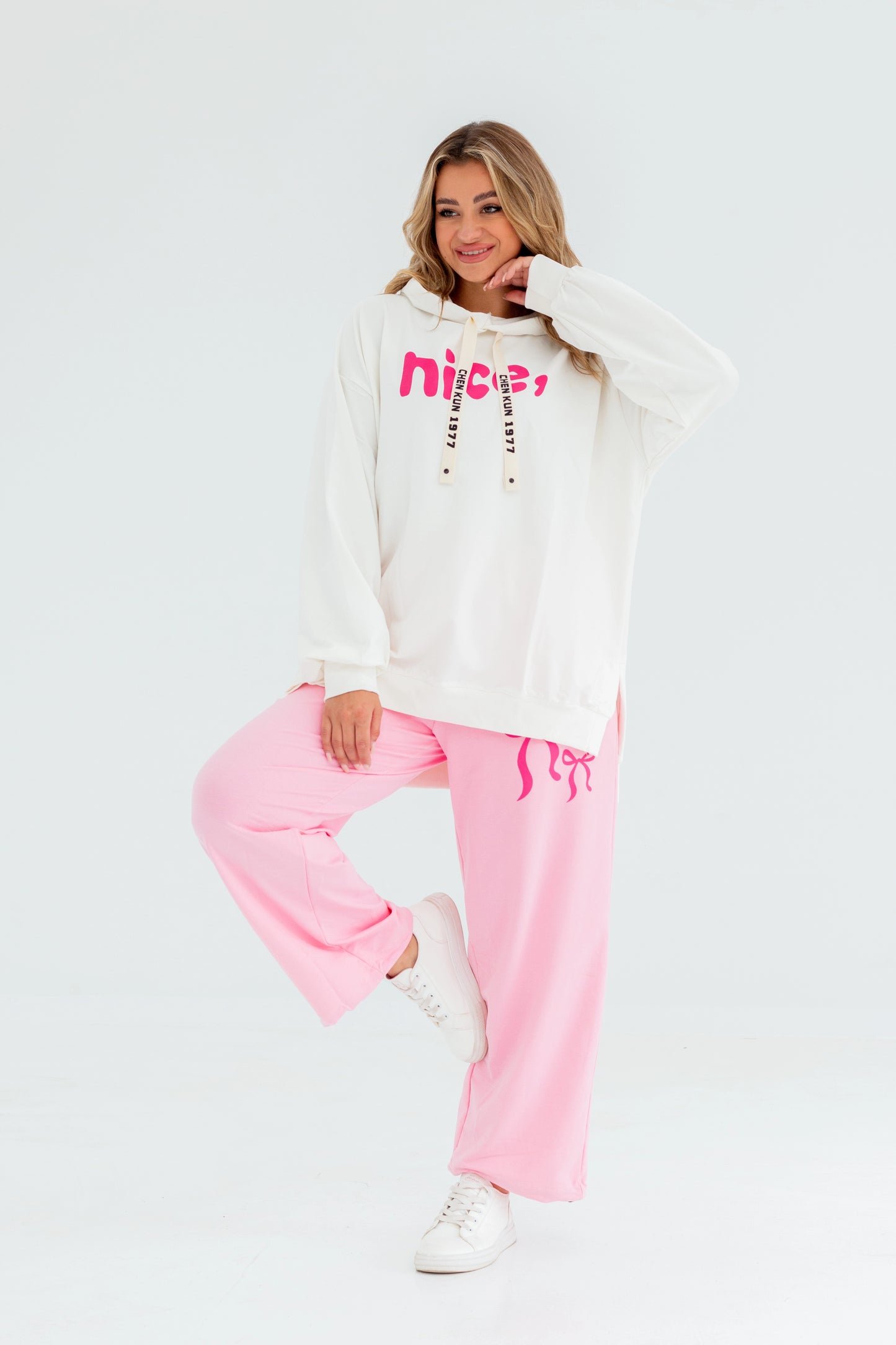 Nice Over Size Women Sweatshirt | White