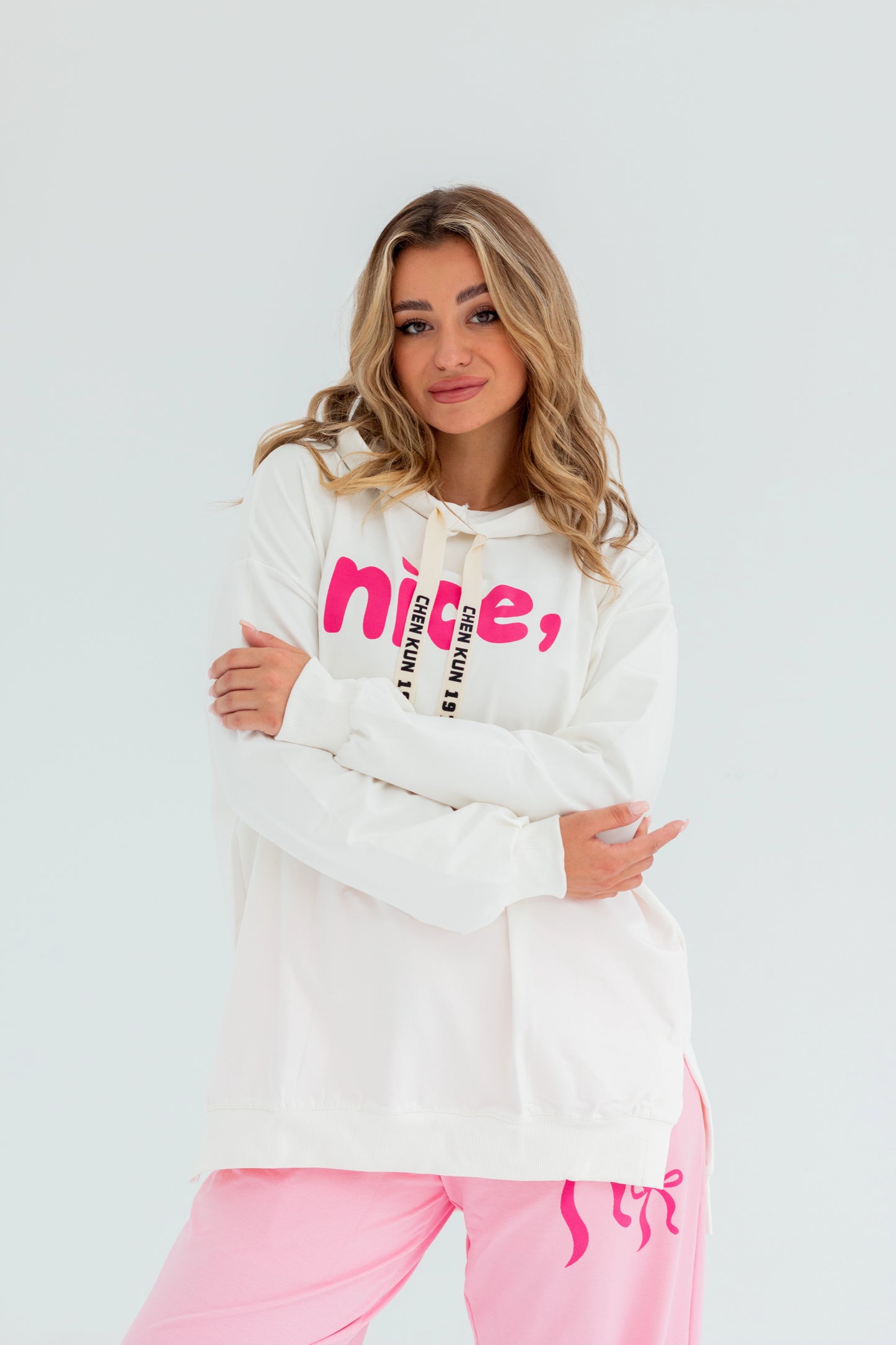 Nice Over Size Women Sweatshirt | White
