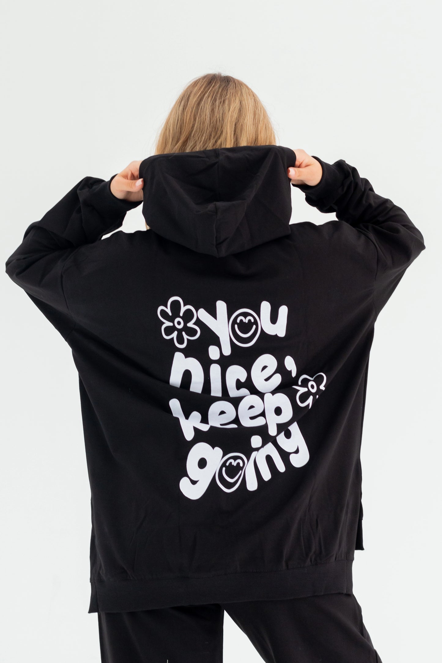 Nice Over Size Women Sweatshirt | Black