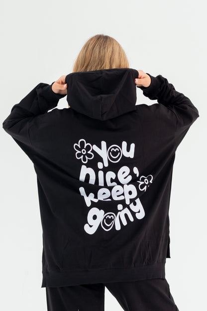 Nice Over Size Women Sweatshirt | Black