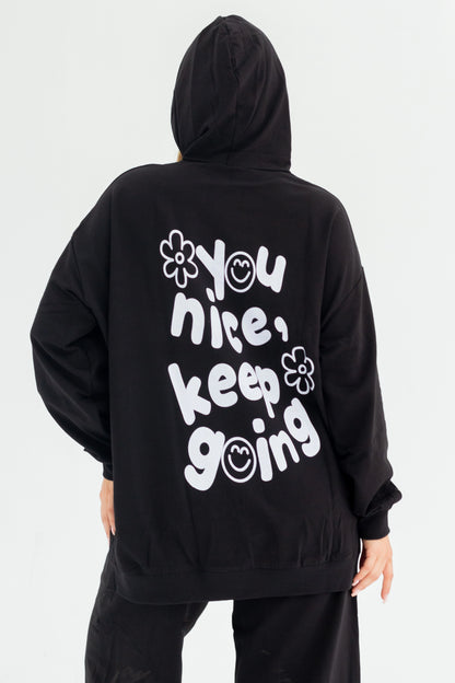Nice Over Size Women Sweatshirt | Black