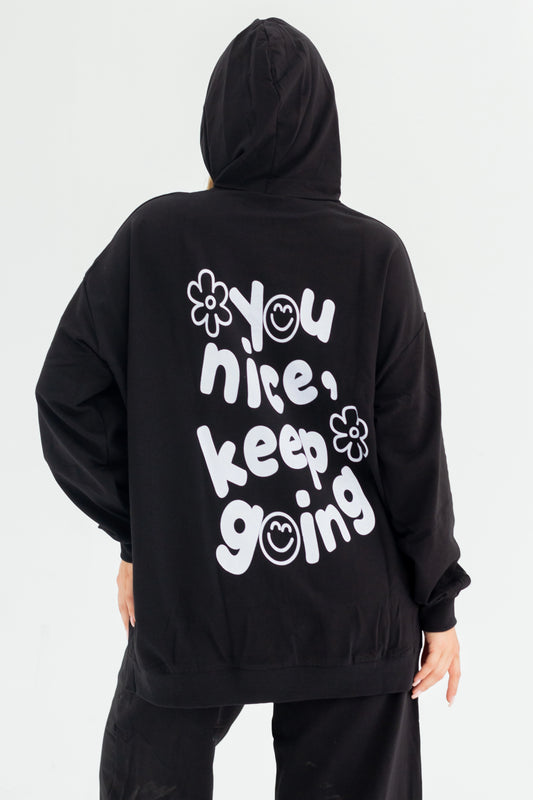 Nice Over Size Women Sweatshirt | Black