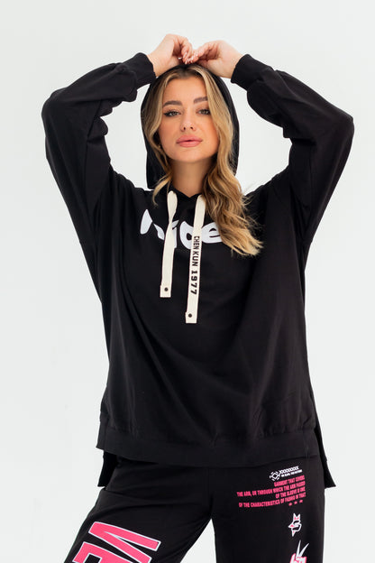 Nice Over Size Women Sweatshirt | Black