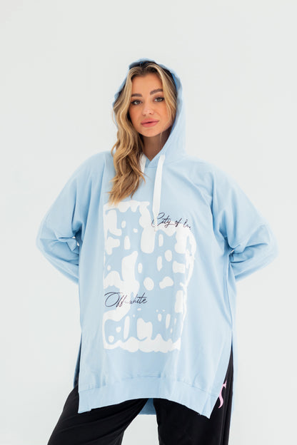 Velvet Over Size Women Sweatshirt | BabyBlue
