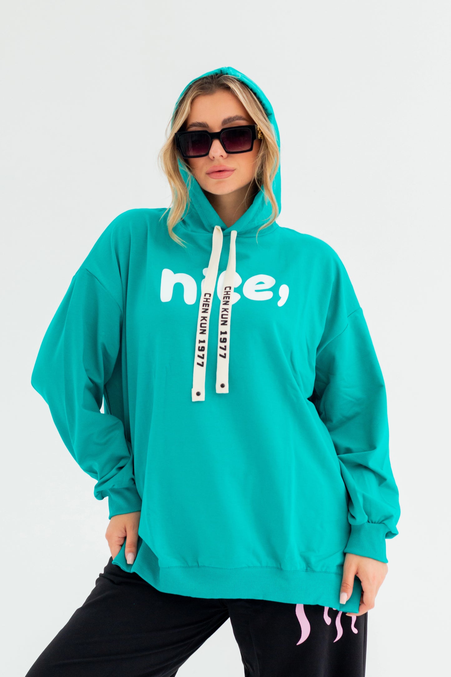 Nice Over Size Women Sweatshirt | turquoise