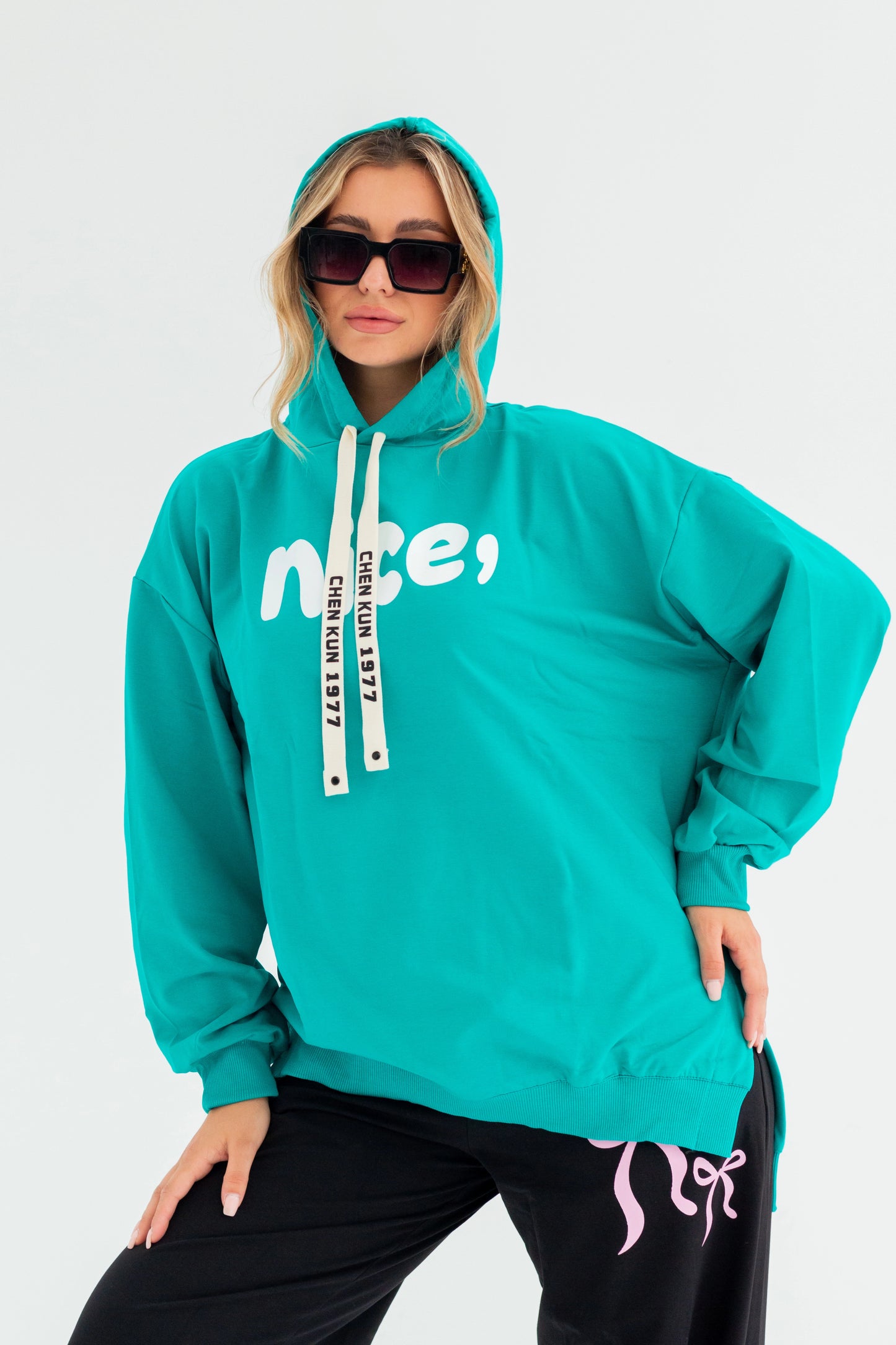 Nice Over Size Women Sweatshirt | turquoise