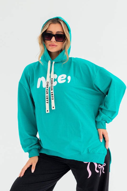 Nice Over Size Women Sweatshirt | turquoise