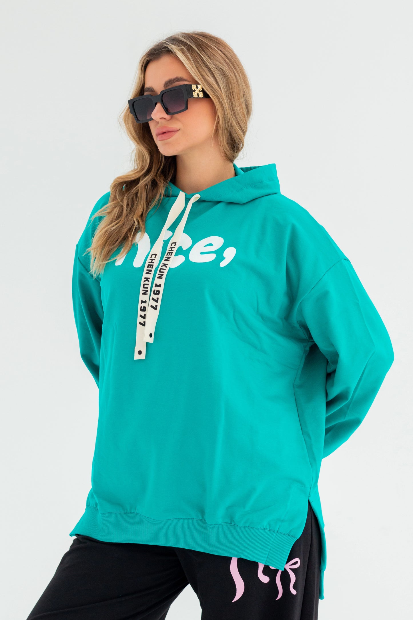 Nice Over Size Women Sweatshirt | turquoise