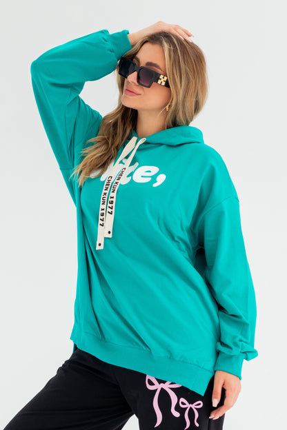 Nice Over Size Women Sweatshirt | turquoise