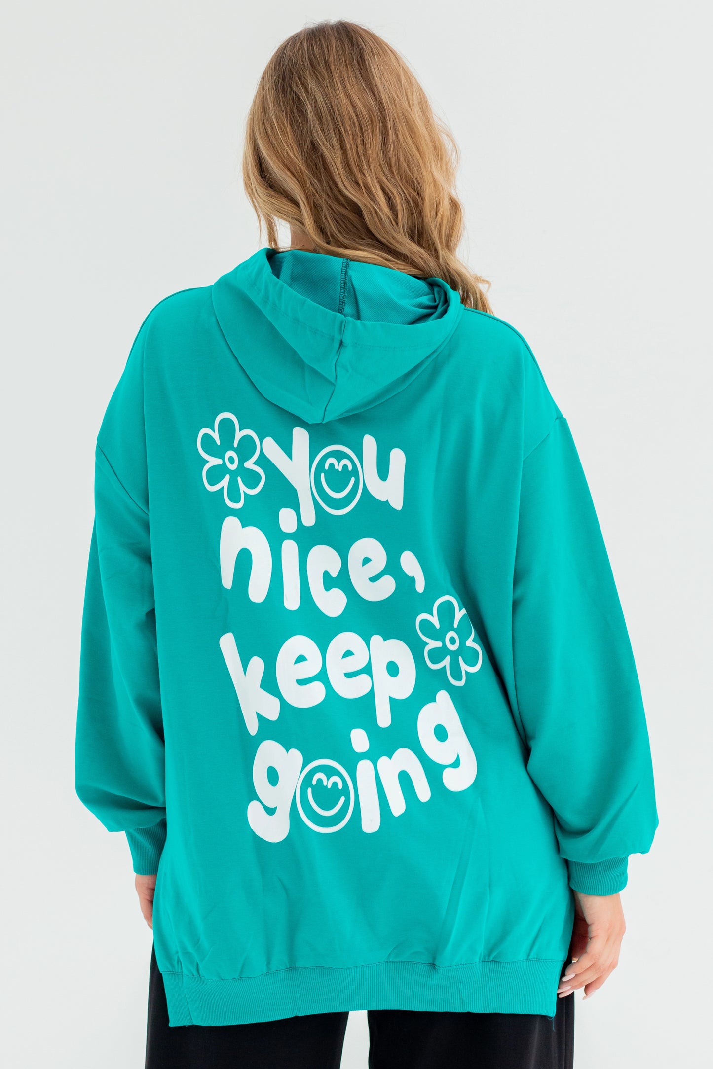 Nice Over Size Women Sweatshirt | turquoise