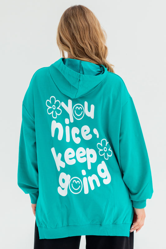Nice Over Size Women Sweatshirt | turquoise