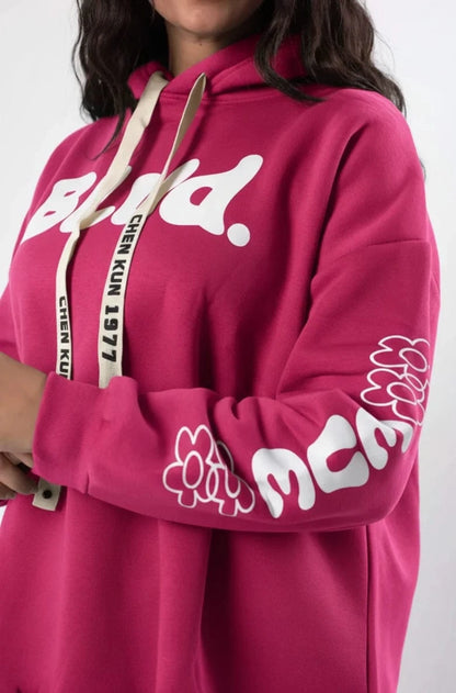 Blvd  Milton Cotton one Size hoodie | Fushia